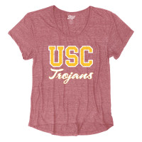 USC Trojans Women's Pink Cursive Tri-Blend T-Shirt